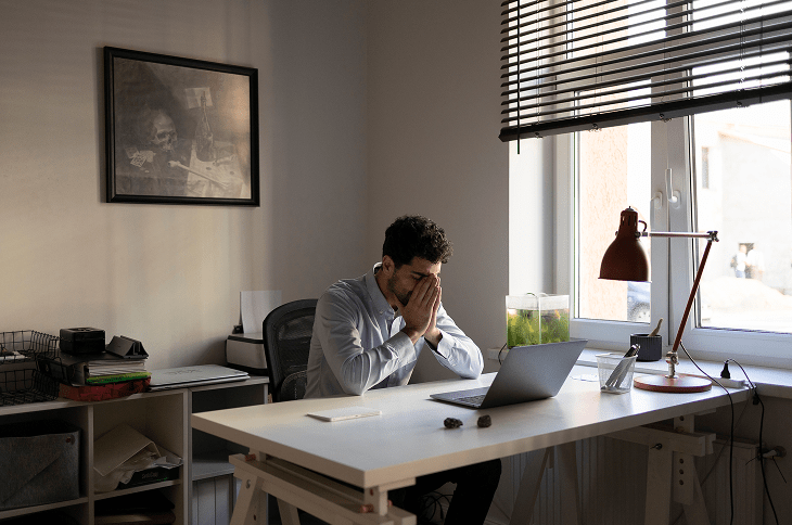 side-view-anxious-man-working